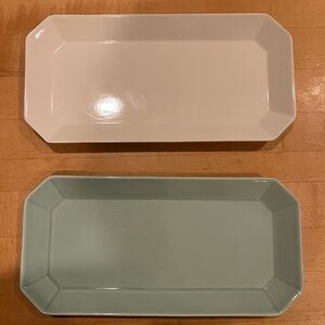 Studio Clip Rectangular Serving Trays - White and Mint Green